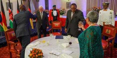 President Uhuru Kenyatta, First Lady and Deputy President William Ruto at the statehouse. PHOTO | BMS