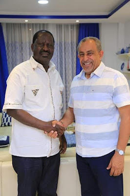 Suleiman Shahbal with Raila Odinga in Mombasa. PHOTOS | BMS