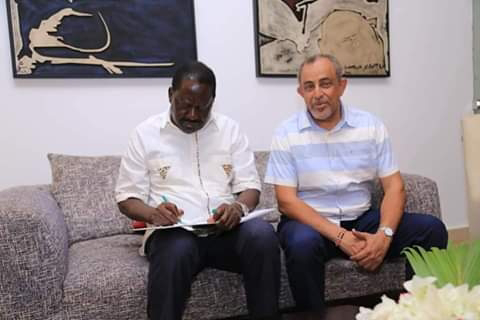 Suleiman Shahbal with Raila Odinga in Mombasa. PHOTOS | BMS