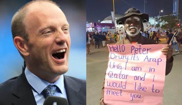 Arap Uria hangs on in Qatar to meet Peter Drury, social media buzzes over his begging placard