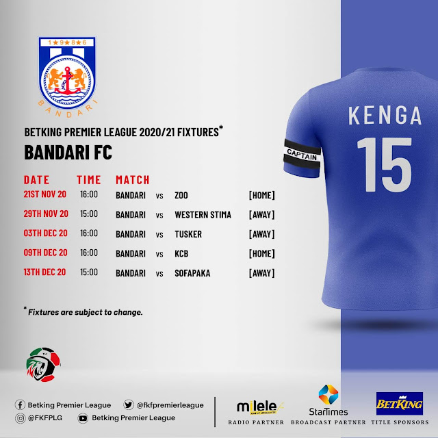 KPL alias Betking Premier league fixture 2020-2021 photo Kenya Premier League (KPL) alias Betking Premier League 2020-2021 fixtures are out