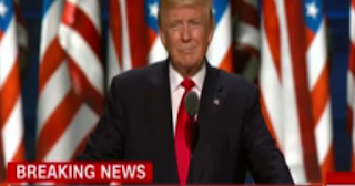 Donald trump on the replican convention. PHOTO: CNN Clinton outwing Trump in the recent poll study.