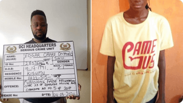 Blogger Edgar Obare arrested extorting Sh10M from Governor Alfred Mutua over fake Ms Desy pregnancy