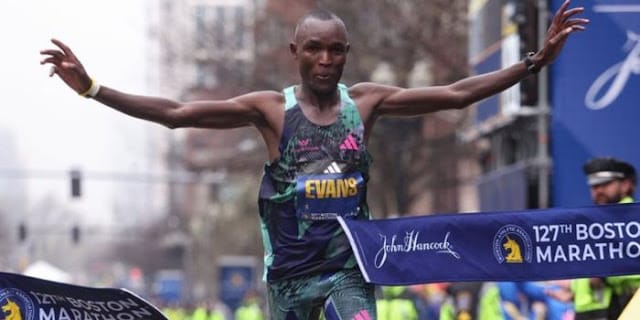 Evans Chebet wins the Boston marathon, beating Eliud Kipchoge, who came in sixth