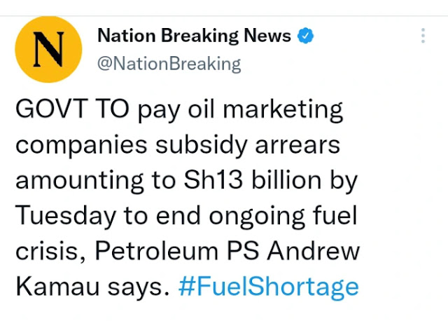 Fuel crisis end date in Kenya revealed by PS Fuel crisis end date in Kenya revealed by PS