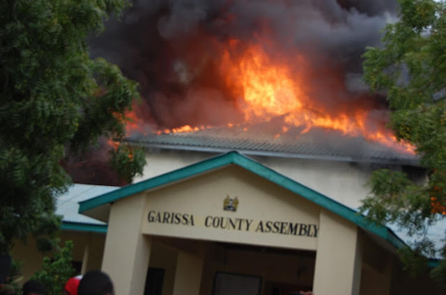[PHOTOS] A fire burned down Garissa county assembly chambers and MCAs offices