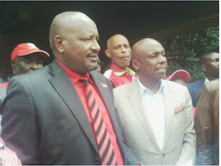 Moi and Salat talking about Rift Valley politics in Bomet. PHOTO | Kiptoo Moi and Salat talking about Rift Valley politics in Bomet. PHOTO | Kiptoo