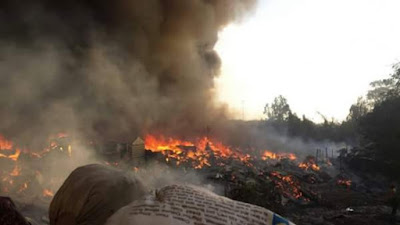Gikomba Market on fire. PHOTO | Courtesy Gikomba Market on fire. PHOTO | Courtesy