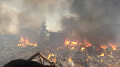 Gikomba Market on fire. PHOTO | Courtesy Gikomba Market on fire. PHOTO | Courtesy