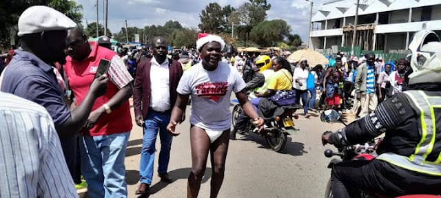Eldoret Town standstill, popular gospel artist appears in town wearing diapers