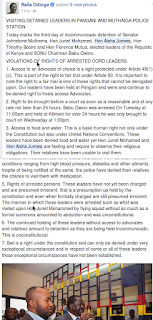 Raila Odinga statement and post over CORD members being held in custody. Government to take resp[onsibility on chaos that will happen. CORD members said.