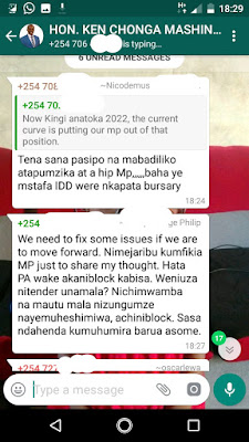 Ken Chonga leaked WhatsApp Messages.- Kilifi south Ken Chonga leaked WhatsApp Messages.- Kilifi south