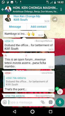 Ken Chonga leaked WhatsApp Messages.- Kilifi south Ken Chonga leaked WhatsApp Messages.- Kilifi south