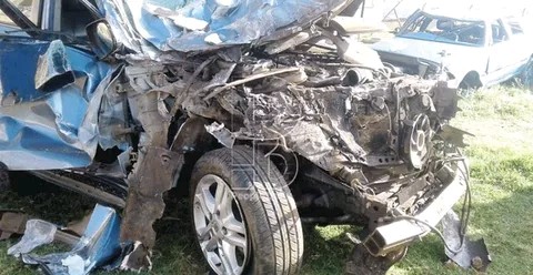 Crushed car photo Crushed car photo