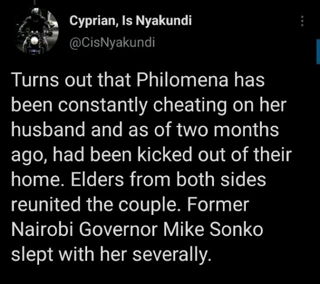 Nairobi boss Mike Sonko reaction to Cyprian Nyakundi on the death of Philomena photo Nairobi boss Mike Sonko reaction to Cyprian Nyakundi on the death of Philomena photo