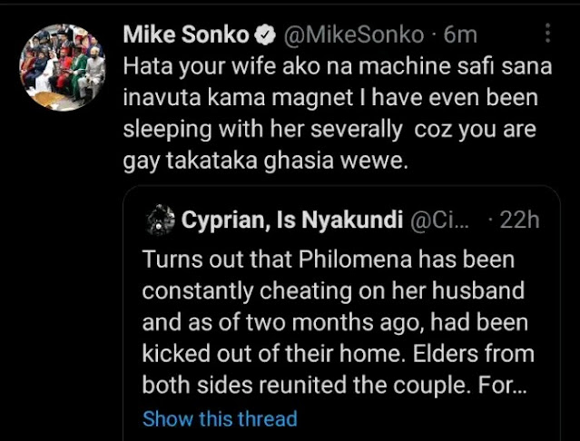Nairobi boss Mike Sonko reaction to Cyprian Nyakundi on the death of Philomena photo Nairobi boss Mike Sonko reaction to Cyprian Nyakundi on the death of Philomena photo