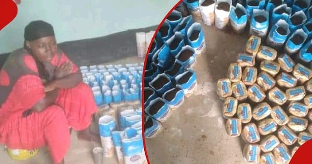 Tana River shopkeeper buying sand on Ajab packet Tana River shopkeeper buying sand on Ajab packet