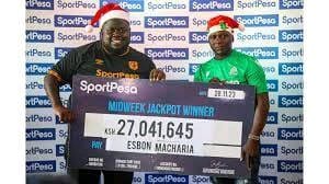 Entrepreneur Esborn Macharia of Thika wins the Sh27 million SportPesa midweek jackpot.