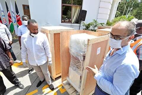 Mombasa Governor receiving Ventilators at Coast General Hospital. PHOTO | BMS Mombasa Governor receiving Ventilators at Coast General Hospital. PHOTO | BMS