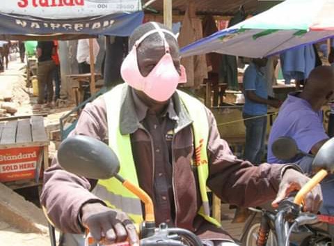 [PHOTOS] Migori bodaboda turned to wives' bras as Coronavirus face masks