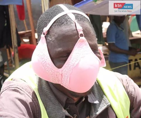 [PHOTOS] Migori bodaboda turned to wives' bras as Coronavirus face masks