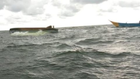 Capsized boat in Usenge Siaya Capsized boat in Usenge Siaya