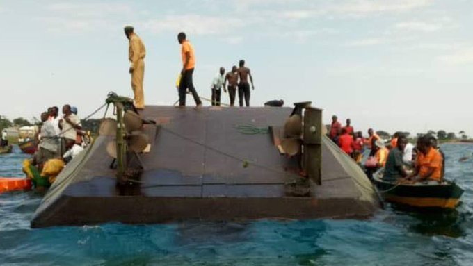 Capsized boat in Usenge Siaya Capsized boat in Usenge Siaya