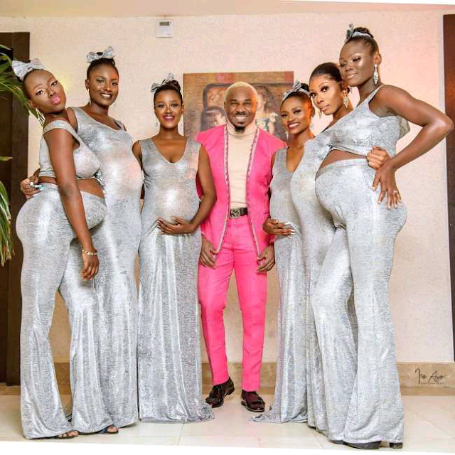 Nigerian socialite and businessman, Pretty Mike with his six wives trending photo Nigerian socialite and businessman, Pretty Mike with his six wives trending photo