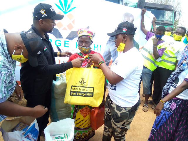 Lawyer George Kithi distributing food in Bamba, Ganze constituency. Photo : FILE Lawyer George Kithi distributing food in Bamba, Ganze constituency. Photo : FILE
