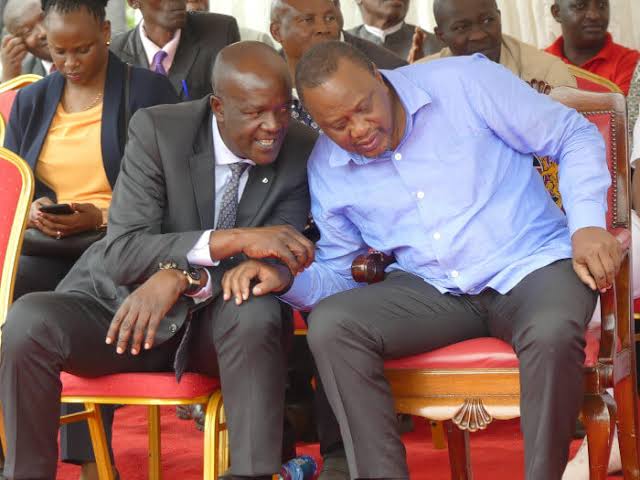 CAS Gideon Mung'aro with president Uhuru Kenyatta