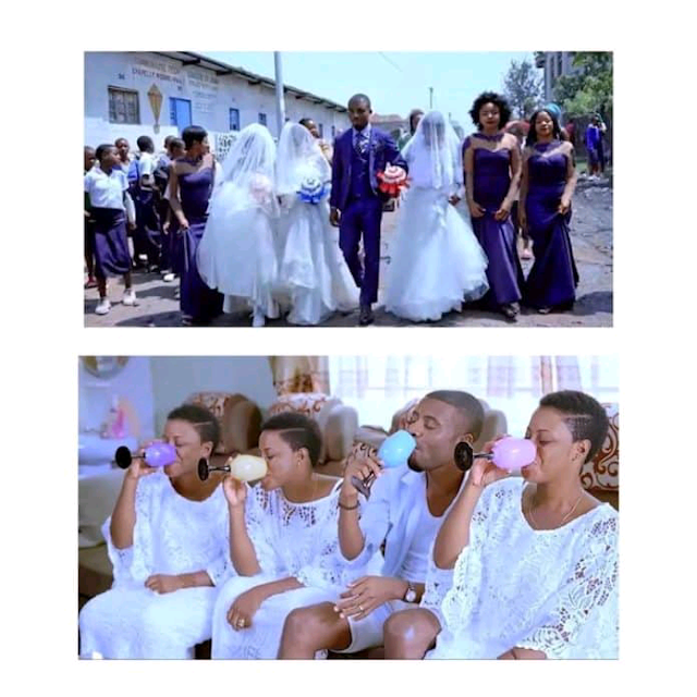 Luwizo, a 32-year-old Congolese man married three sisters, triplets in one day wedding photo Luwizo, a 32-year-old Congolese man married three sisters, triplets in one day wedding photo