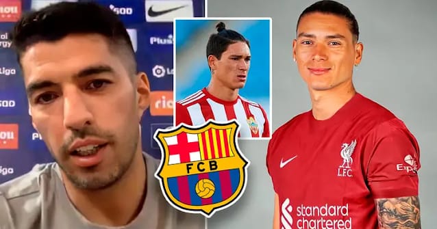 Liverpool star Darwin Nunez  with Luis Suarez photo