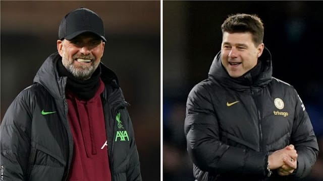 Liverpool and Chelsea team coaches Liverpool and Chelsea team coaches