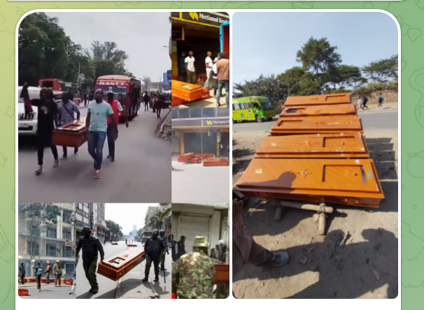Nairobi CBD protesters coffins Nairobi CBD protesters coffins