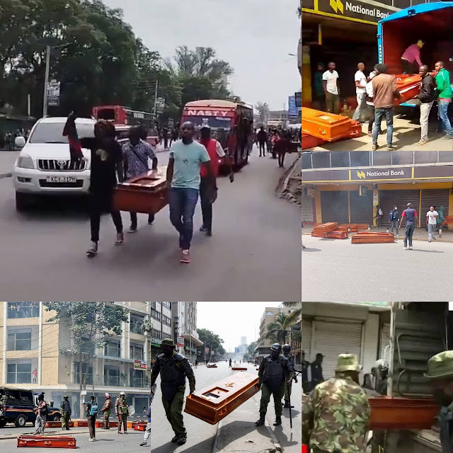 Nairobi CBD protesters coffins Nairobi CBD protesters coffins