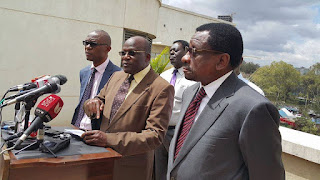 Siaya Senator James Orengo with Machakos counterpart Muthama. PHOTO | Courtesy Opposition lawyers to Court to file a case against CID boss and the President.