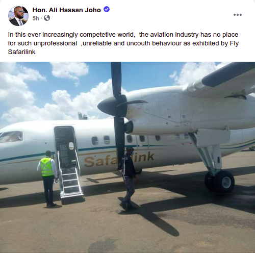 Governor Hassan Joho to Safarilink Governor Hassan Joho to Safarilink