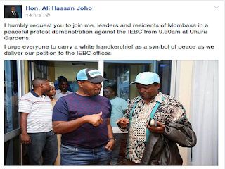 Mombasa joins IEBC removal office protest starting at Uhuru gardens.