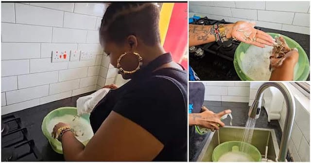social media personality Kamene Goro bathing Omena social media personality Kamene Goro bathing Omena