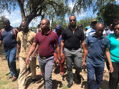 Amason Kingi and Hassan Joho at Kingi Mwiru burial. PHOTO | Courtesy