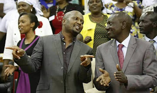 Moses Kuria and DP William Ruto in a church in Gatundu. PHOTO | Courtesy