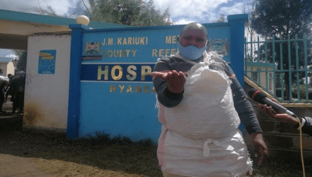 A man demands for the release of his wife after the 14 days forced quarantine. PHOTO | K24 A man demands for the release of his wife after the 14 days forced quarantine. PHOTO | K24