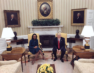 POTUS Donald J Trump with Mrs Rice in Whitehouse. PHOTO | AFP
