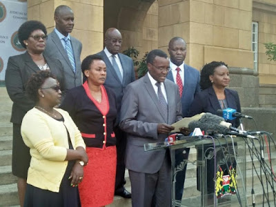 CJ David Maraga and the Judiciary service Commission in Nairobi, Tuesday September 19, 2017. /CAROLE MAINA