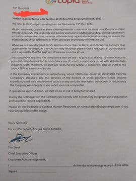 Copia Kenya is shutting down, over 1,000 people to lose jobs as Copia Kenya plans mass layoffs