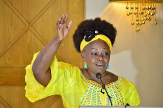 Millie Odhiambo in a womens meeting in Orange house. PHOTO | Courtesy