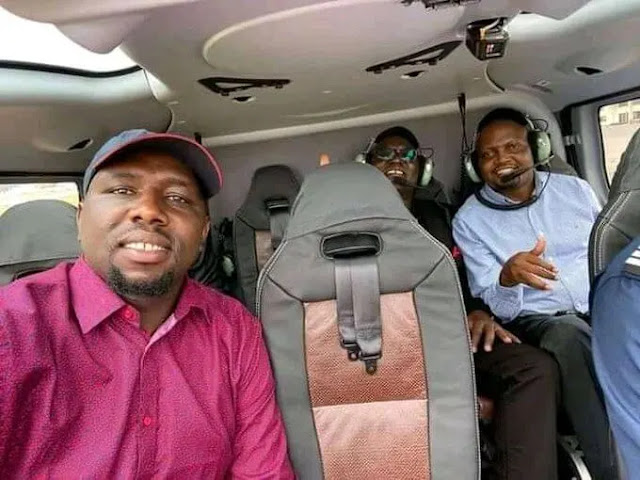 Senator Kipchumba Murkomen given a lift by Hon. Moses Kuria to attend BBI rally at Kinoru, Meru. PHOTO | BMS Senator Kipchumba Murkomen given a lift by Hon. Moses Kuria to attend BBI rally at Kinoru, Meru. PHOTO | BMS