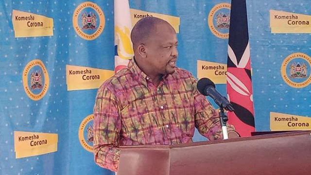CS Health Mutahi Kagwe on daily COVID-19 briefings in Mombasa Photos Robert Burale adds David Murathe equals Robert Murathe – KOT trolls CS Kagwe
