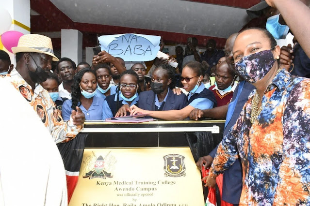Health CAS Mercy Mwangangi  and Raila Odinga photo