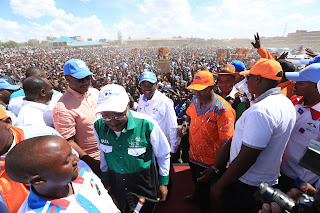 Kalonzo Musyoka with other NASA leaders including Moses Wetangula in Kajiado. PHOTO | Courtesy